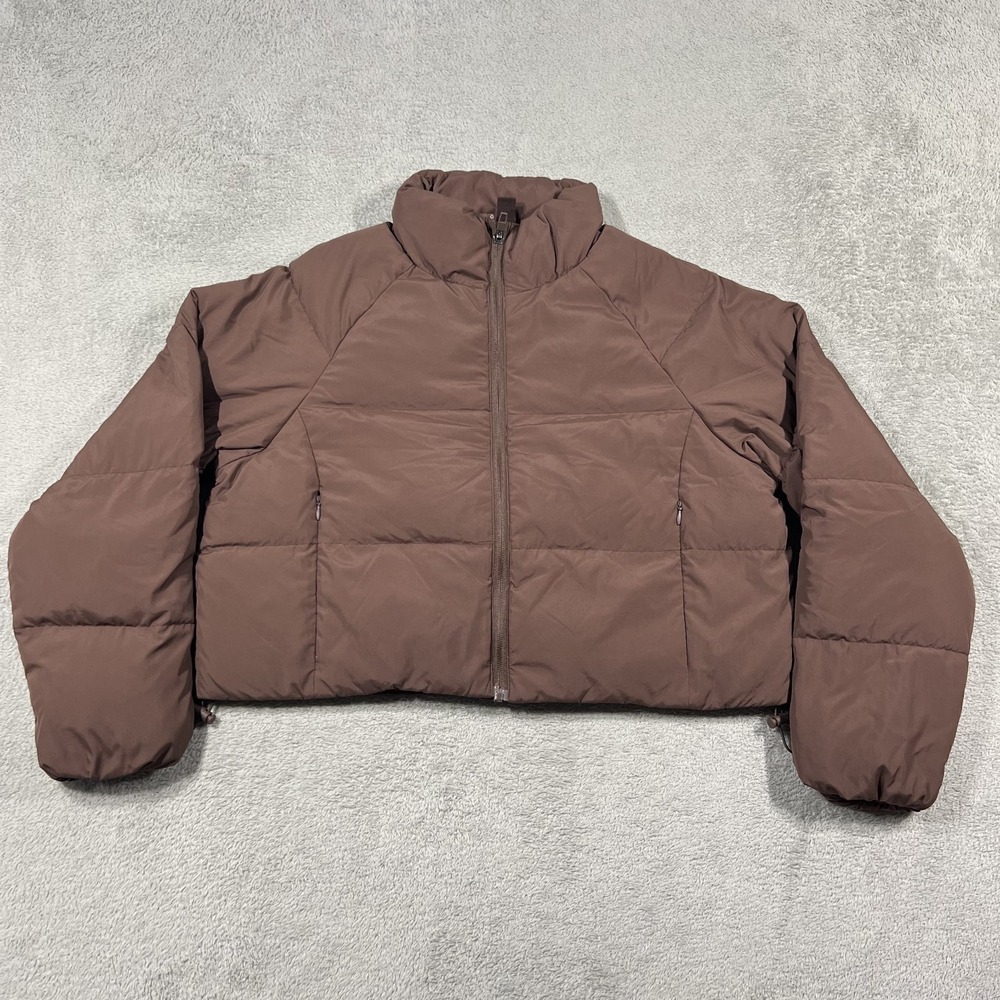 Nuuds Peak Puffer Jacket Womens XS Duck Down Feathers Cropped Brown